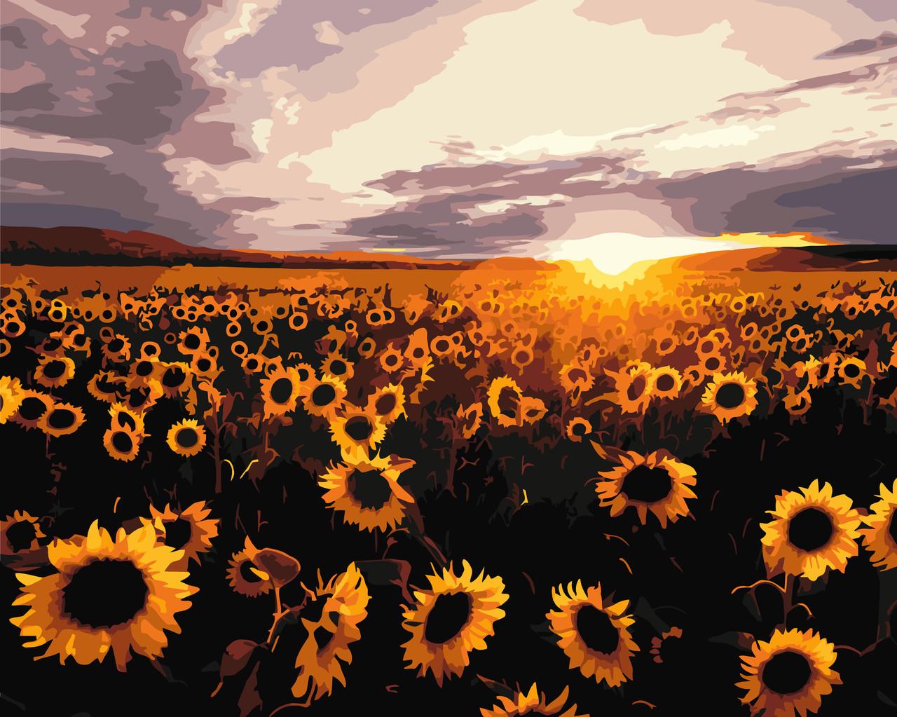 Картина по номерам ORIGAMI Украинский пейзаж Поле подсолнухов 40х50 см (LW3175)