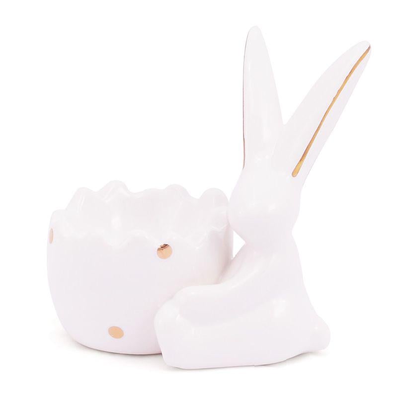 Подставка для яйца BonaDi Пасхальный кролик 10 см Бело-золотой (733-221)