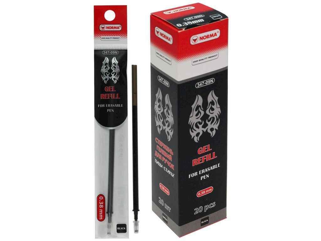 Стержень NORMA 347-09n гелевый 0,38 мм пиши-стирай 20 шт. Черный (1049928)