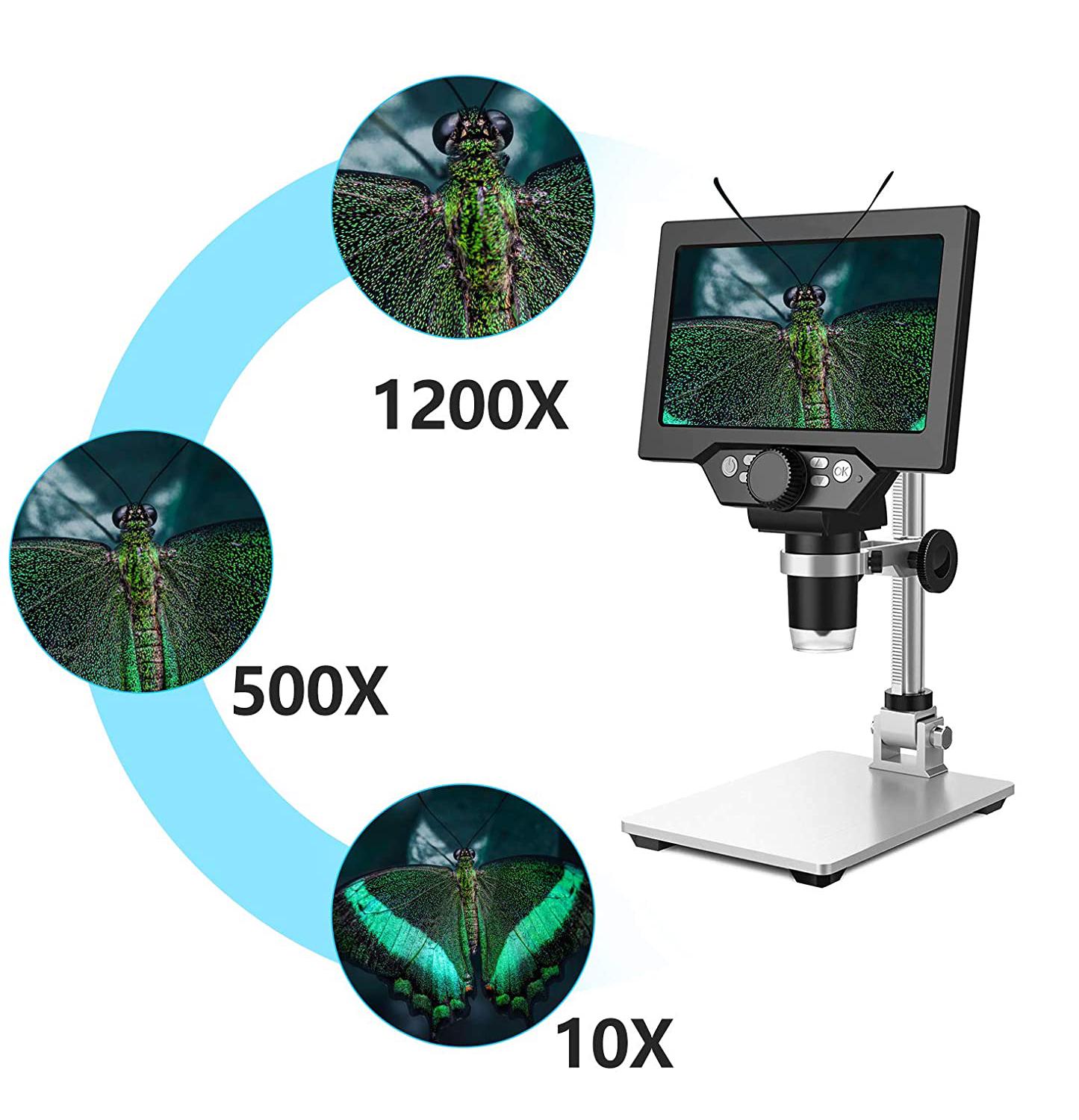 Мікроскоп цифровий на штативі Gaosuo G1200HD з LCD екраном і підсвічуванням - фото 5