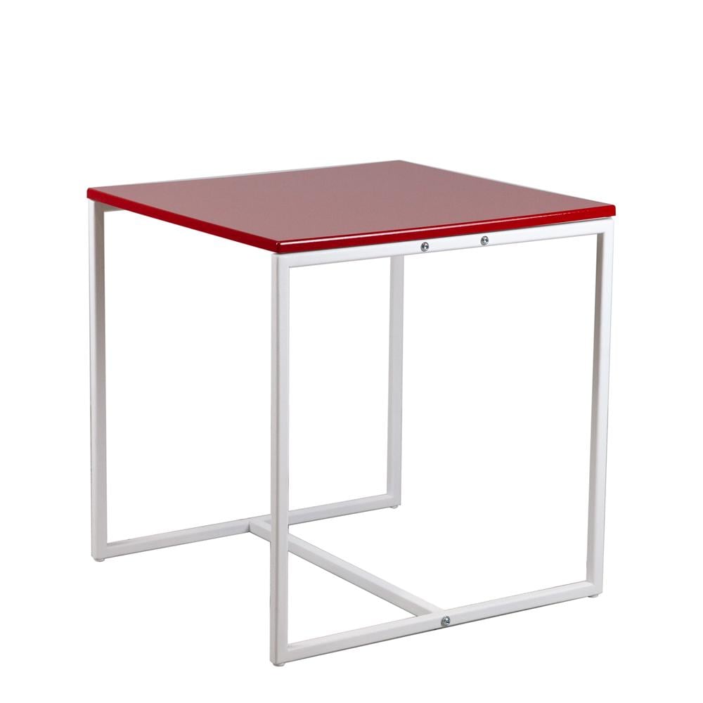 Стіл журнальний Loft Commus КУБ 450 red/white сталь + МДФ Червоний (480070236)