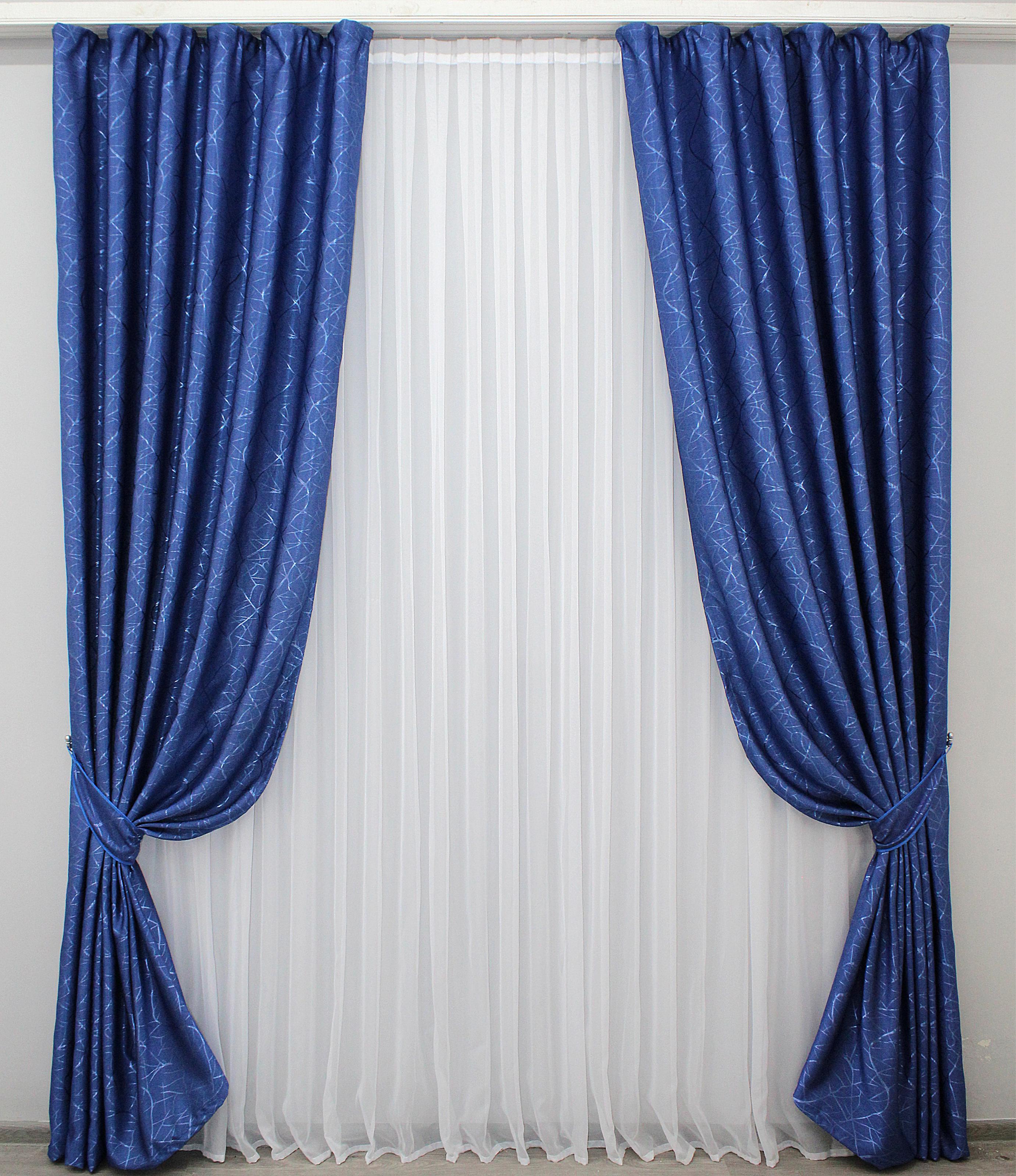 Комплект штор VR-Textil Саванна № 588ш лен 100х270 см 2 шт. Синий (31-225) Комплект штор VR-Textil Саванна № 588ш лен 100х270 см 2 шт. Синий (31-225)