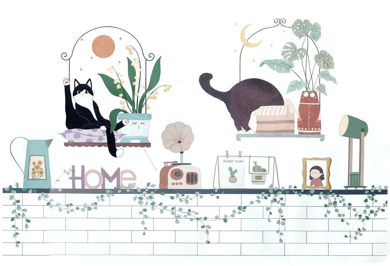 Наклейки вінілові Звірі вазони Lovely Cats лист 60х90 см (Б471-11 ZDB-2567)
