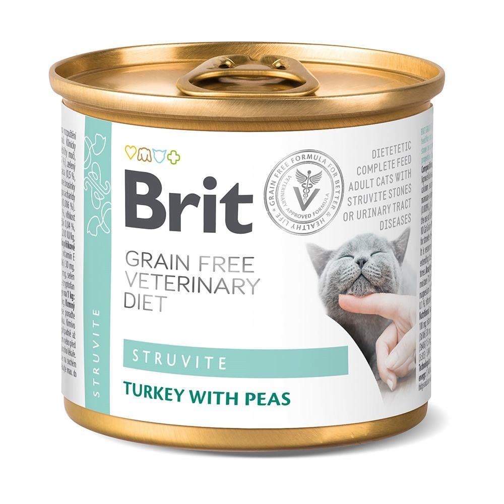 Корм влажный Brit Grain Free Veterinary Diets Struvite для кошек при лечении и профилактике мочекаменной болезни 200 г (34806742)