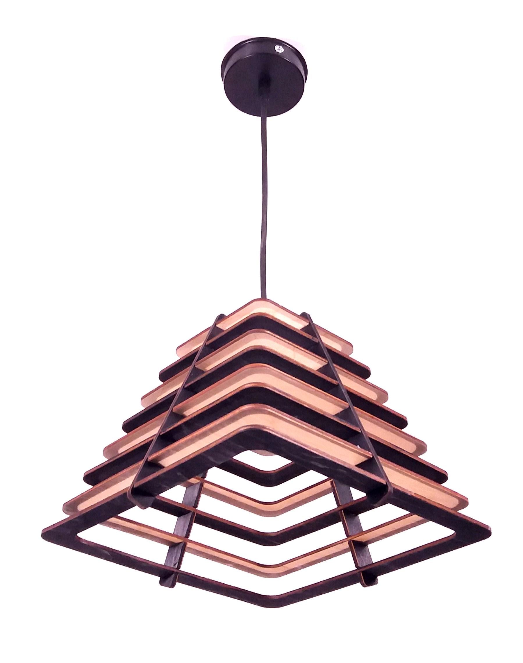 Люстра деревянная Подвес Конус квадрат