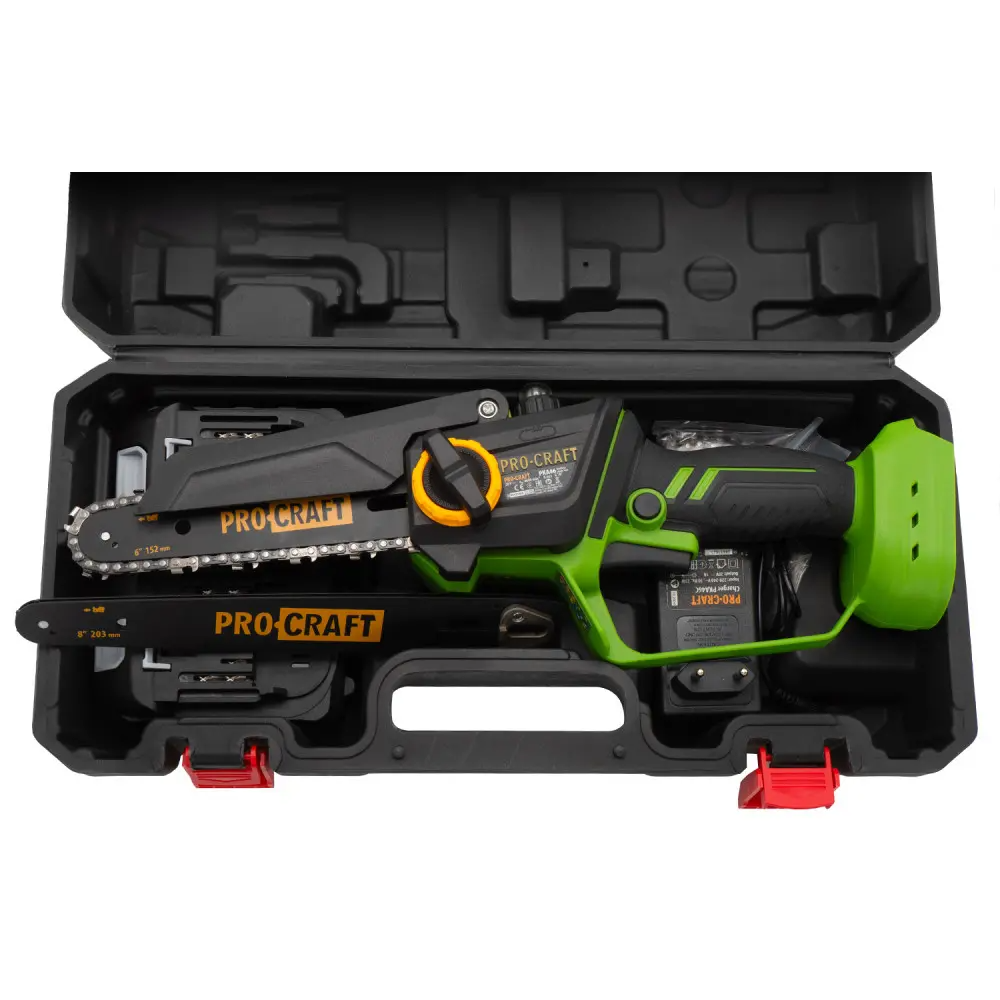 Пила бесщеточная аккумуляторная ProCraft PKA46 с 2 аккумуляторами и зарядным устройством с кейсом - фото 10 Пила бесщеточная аккумуляторная ProCraft PKA46 с 2 аккумуляторами и зарядным устройством с кейсом - фото 10