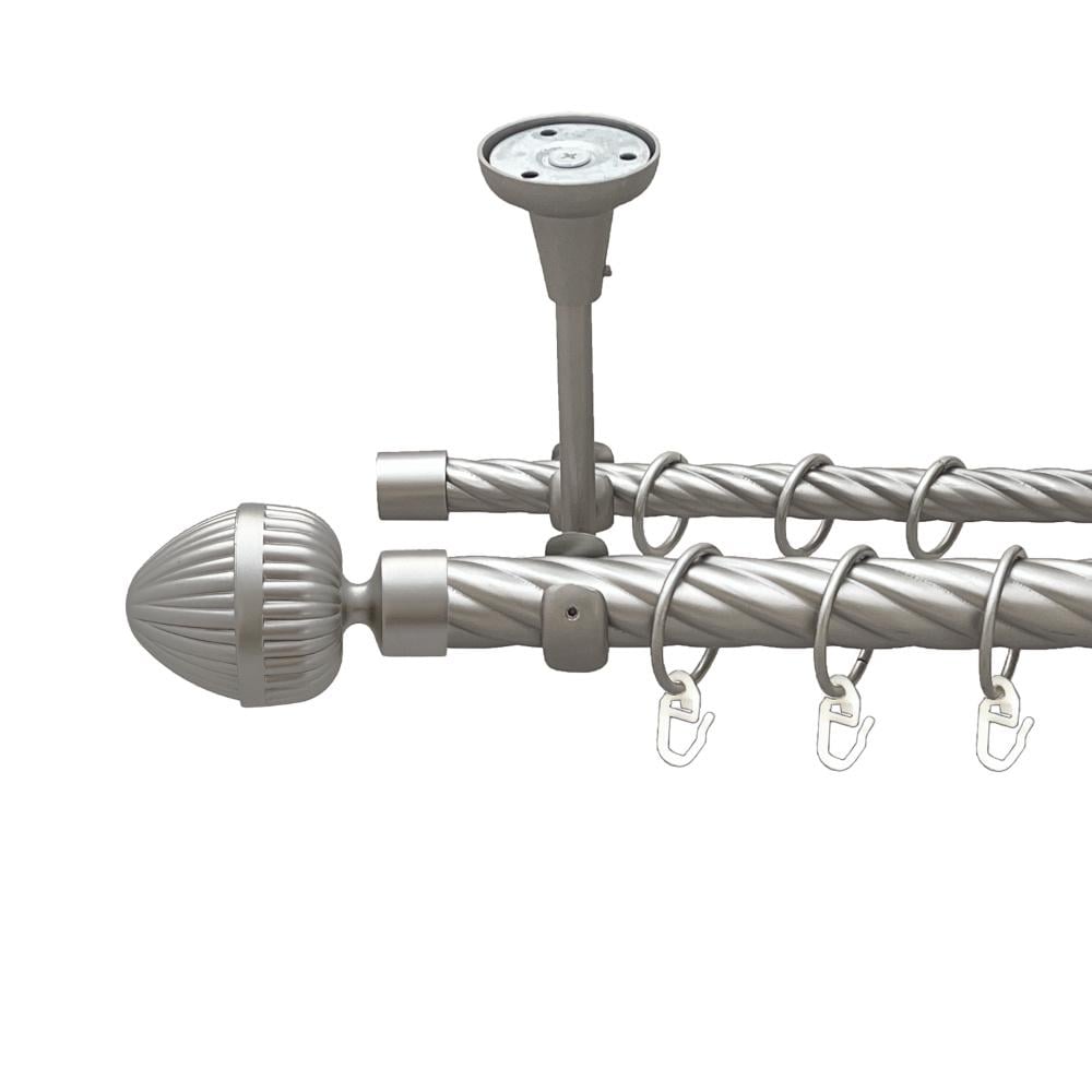 Карниз Orvit Одеон металевий дворядний відкритий до стелі скручена труба кільце металеве 25/16 мм 160 см Сатин (00-00024122)