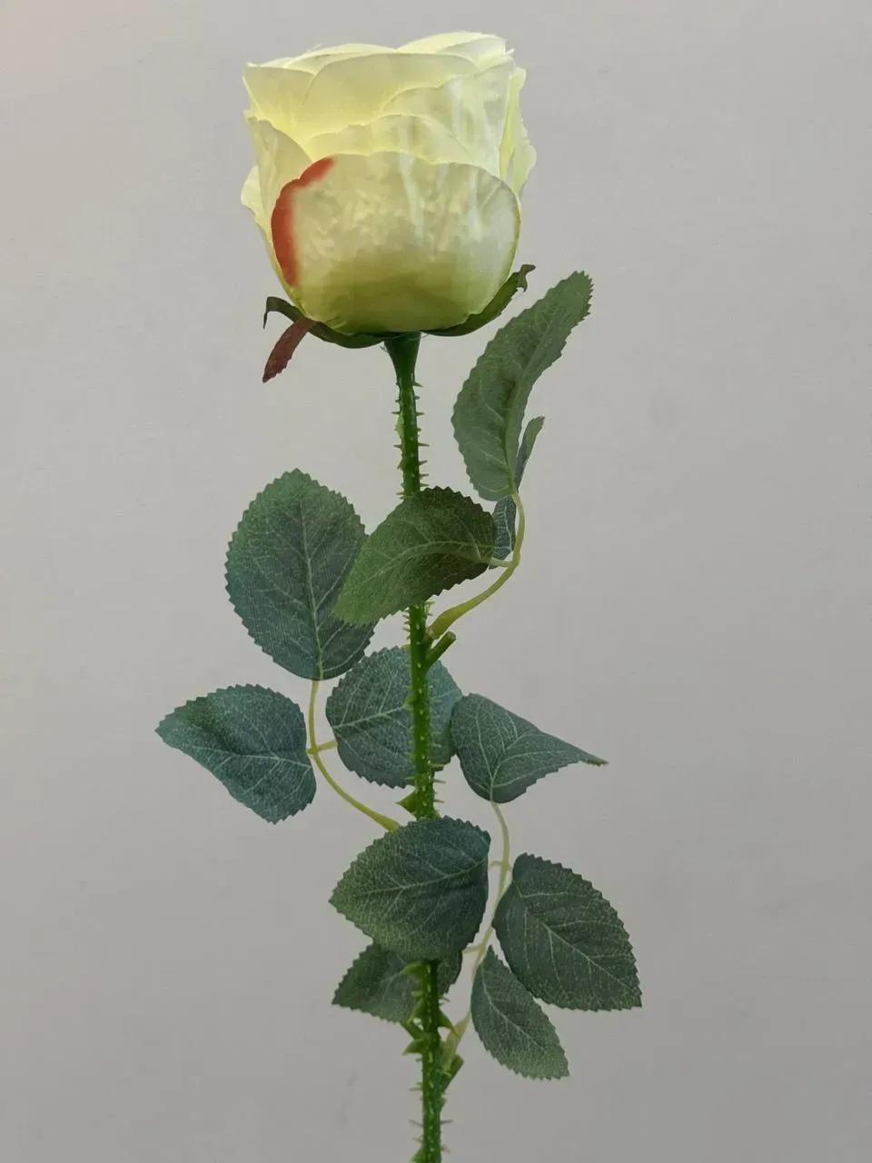 Искусственная текстильная роза на стебле Кремовый (P0007)