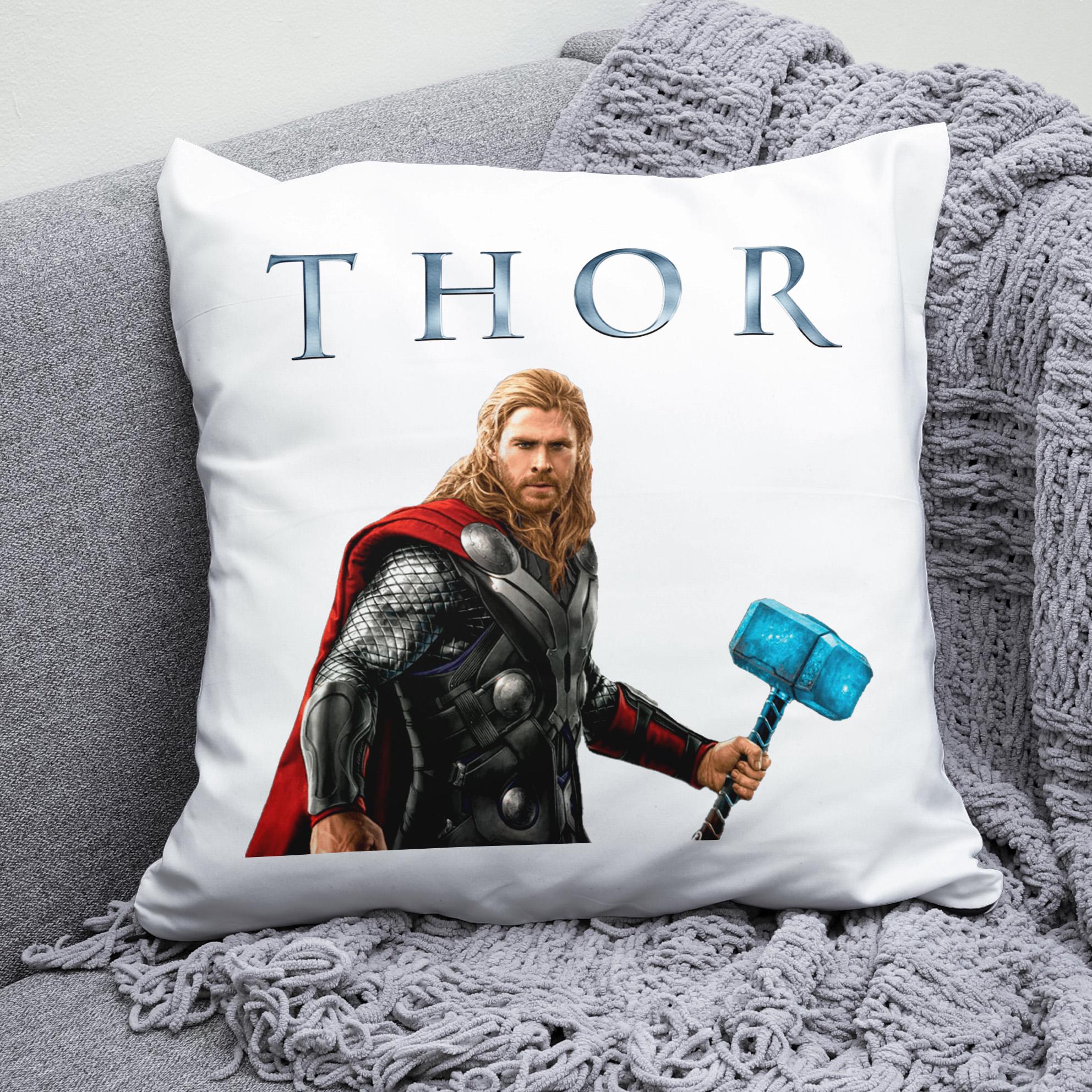 Плюшевая подушка квадрат с принтом Thor