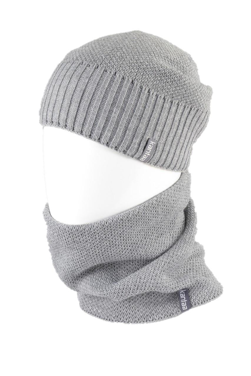 Вязаная шапка Кahta Fashion Hat с Buff снуд унисекс р. 57-58 Серый (OC-060)