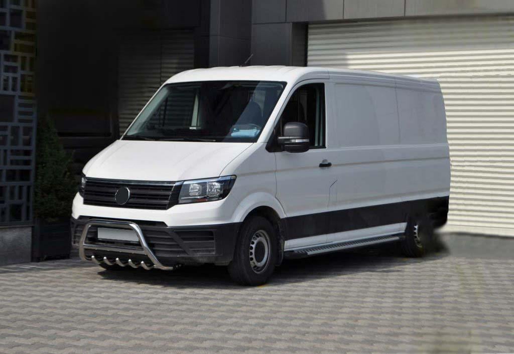 Кенгурятник WT003 CAN для Volkswagen Crafter 2016- гг. нержавеющая сталь Хром