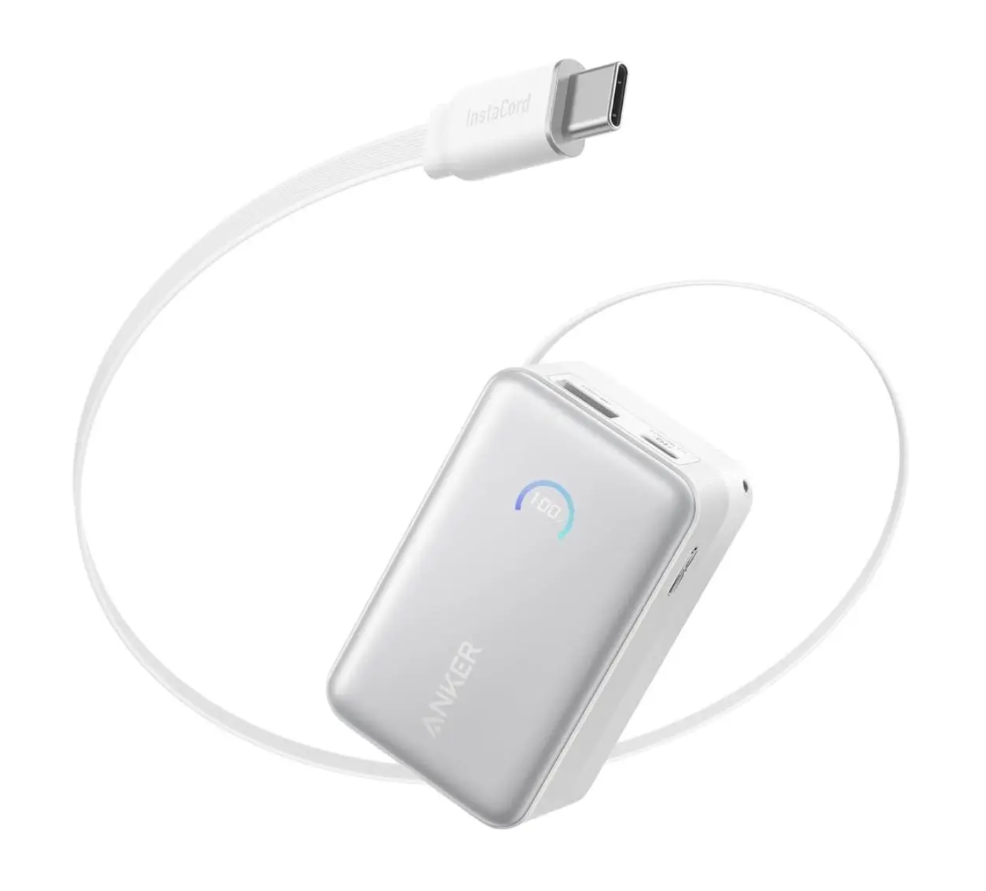 Повербанк Anker Nano 10000 mAh с выдвижным кабелем 70 см и мощностью 45W White (A1638P21)