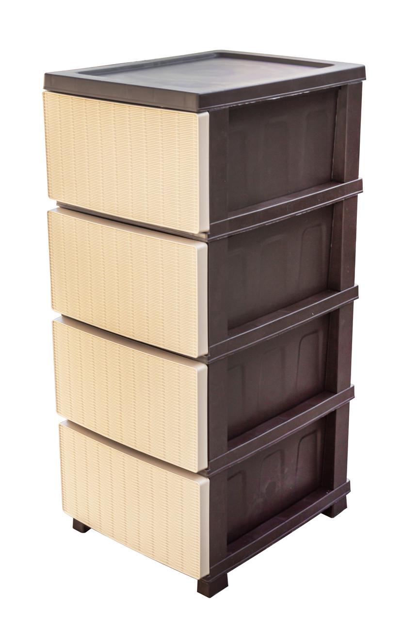 Комод пластиковый R-Plastic 34002 Ротанг на 4 ящика 86x45x35 см Бежево-коричневый (5158-БЖКР) Комод пластиковый R-Plastic 34002 Ротанг на 4 ящика 86x45x35 см Бежево-коричневый (5158-БЖКР)
