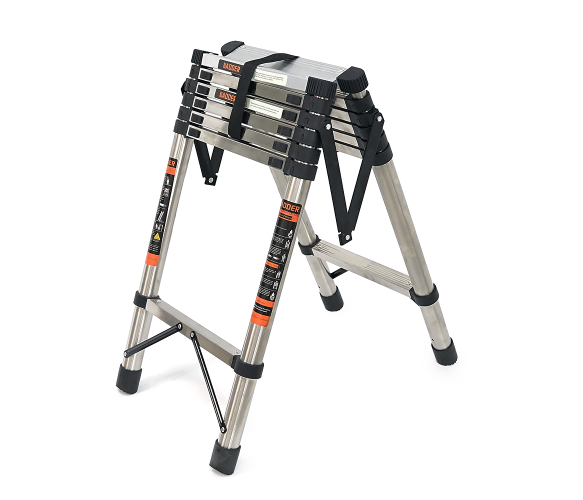 Лестница телескопическая двойная 7/7 ступеней из нержавеющей стали до 150 кг 2,7 м x 46 см (33153687)