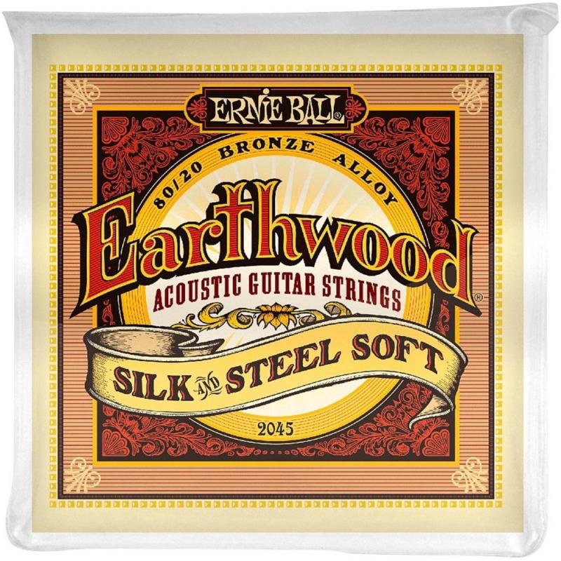 Струни Ernie Ball 2045 Earthwood 80/20 Bronze Acoustic 11-52 Silk & Steel Soft