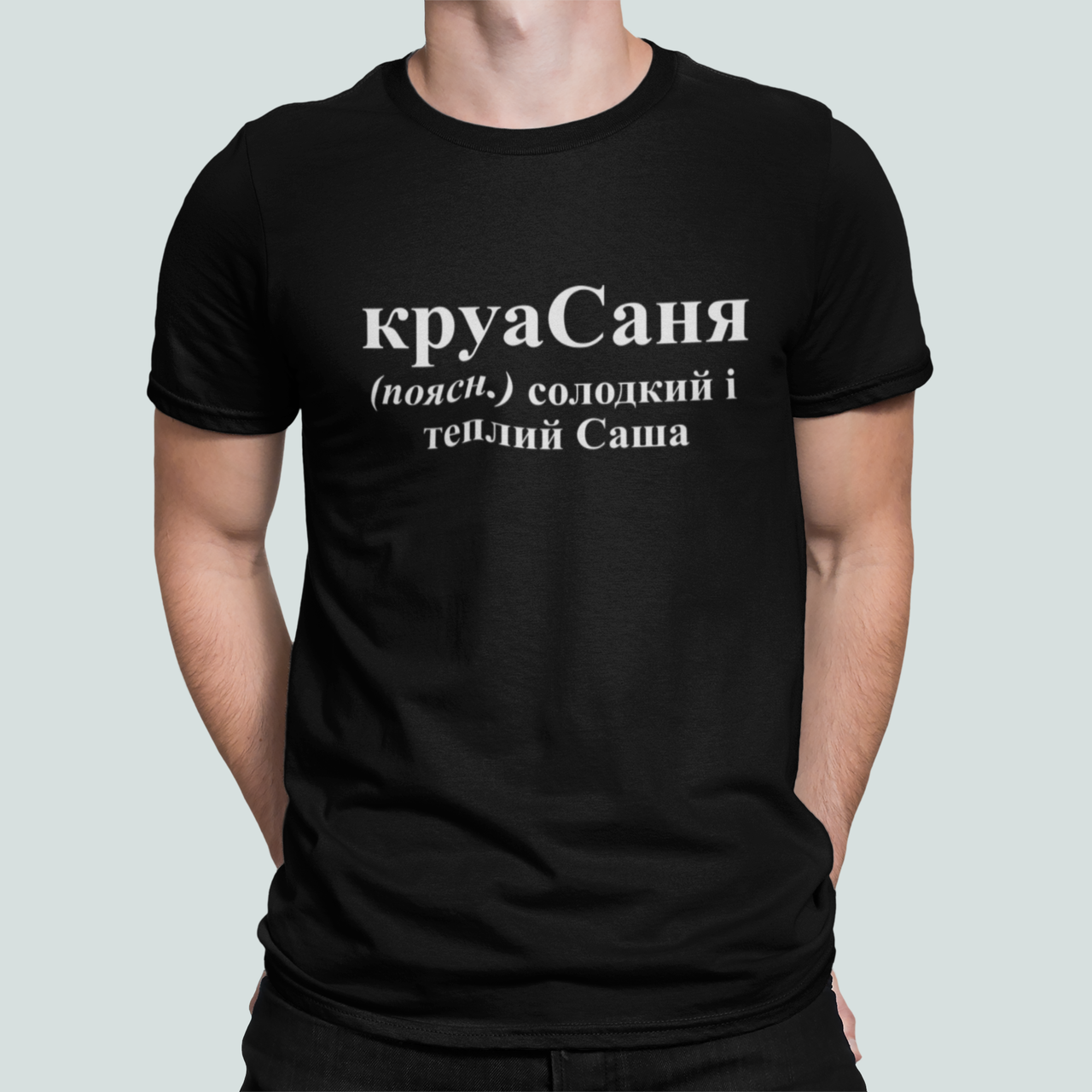 Футболка мужская Stedman с принтом "круаСаня солодкий і теплий Саша" XL Черный (ИМ481-4)