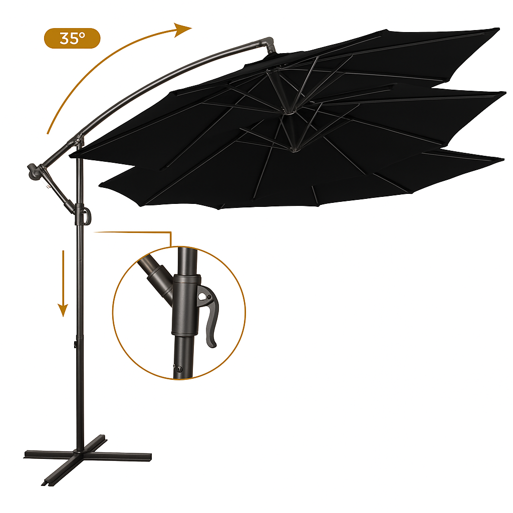 Зонт садовый WCG регулируемый с наклоном и чехол 3 м Черный - фото 8 Зонт садовый WCG регулируемый с наклоном и чехол 3 м Черный - фото 8
