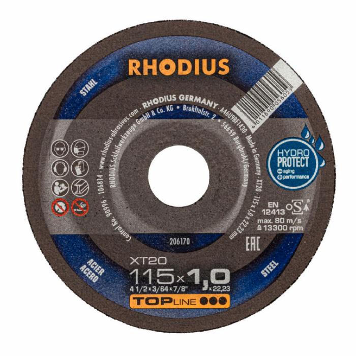 Круг отрезной по металлу Rhodius Top XT20 A46U9-BF1430 F41 12200 об/мин 115x1,5х22,2 мм 206172 (13986)