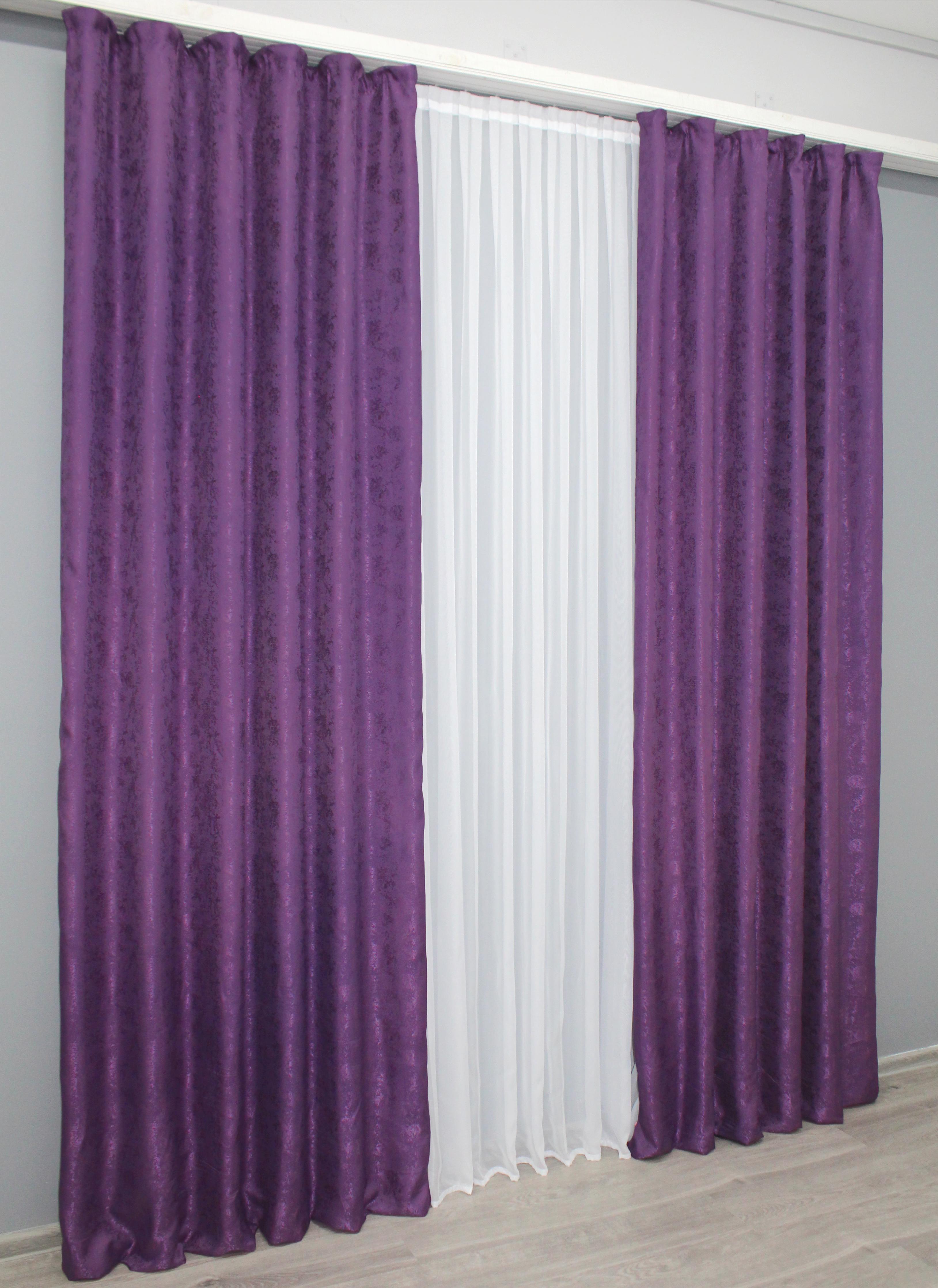Комплект штор VR-Textil Al1 №1301ш жакард/мармур 150х270 см 2 шт. Фіолетовий (33-0236) - фото 5 Комплект штор VR-Textil Al1 №1301ш жакард/мармур 150х270 см 2 шт. Фіолетовий (33-0236) - фото 5