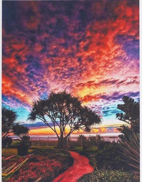 Алмазна мозаїка Захід сонця на полотні з підрамником 30х40 см (GB79957)