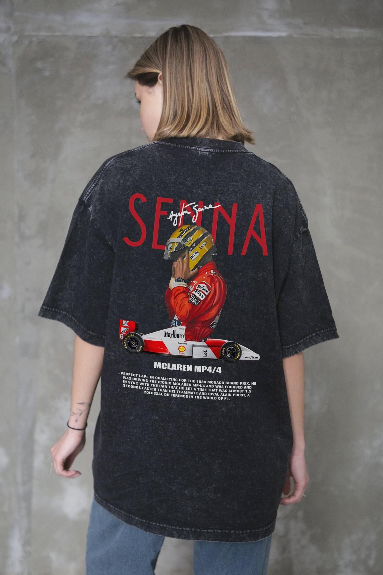 Футболка виварена Without Washed Оверсайз з принтом Senna L/XL Black (L/XL 8056158 8056159) - фото 5