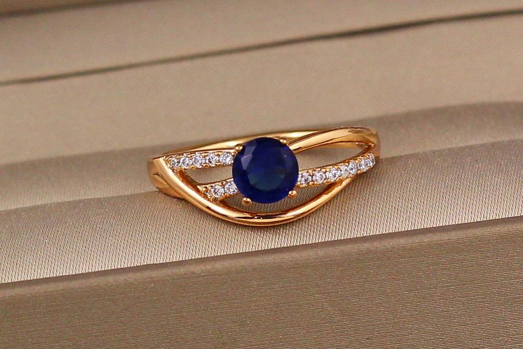 Кольцо Xuping Jewelry Волны с синим камнем р. 19 Золотистый (1502741954) Кольцо Xuping Jewelry Волны с синим камнем р. 19 Золотистый (1502741954)