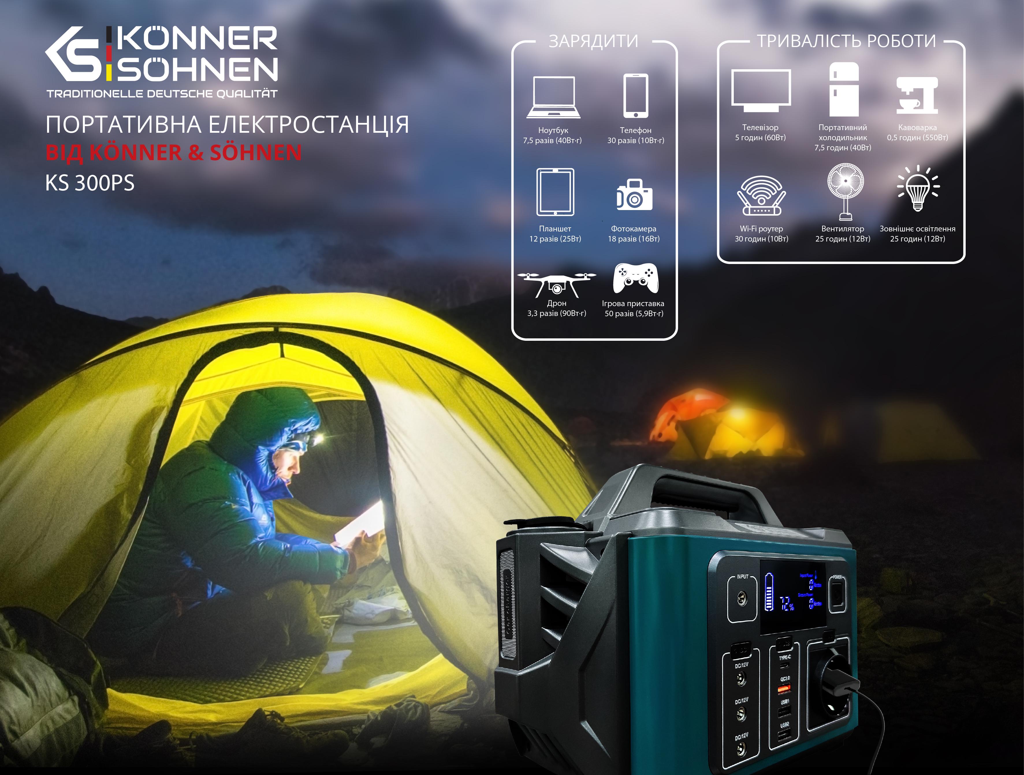 Станція зарядна Konner&SohnenKS 300PS Li-Ion 296 Вт/год 20 Ач 14,8 В 80000 мАг 3,7 В 300/600 Вт (000175635) - фото 11