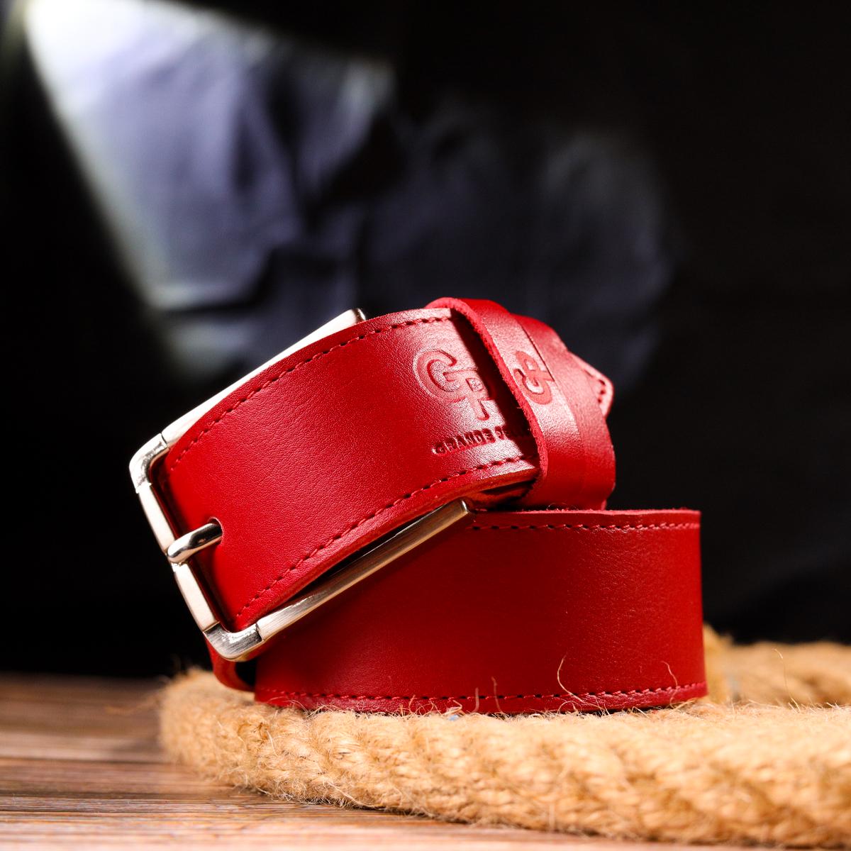 Ремень женский GRANDE PELLE Leather Belt 21455 из кожи Красный - фото 8