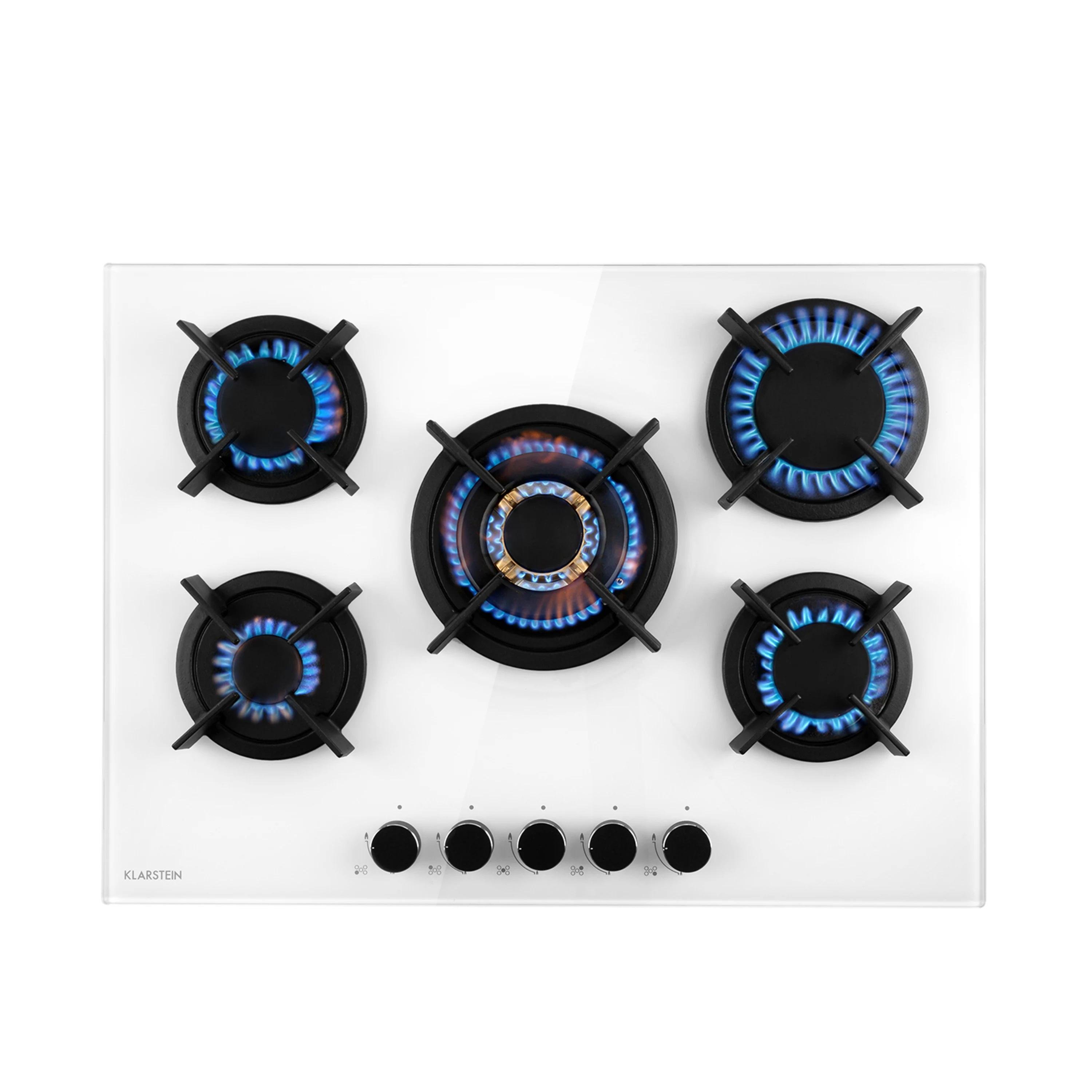 Варочная поверхность газовая KLARSTEIN Goldflame 5 стекло Белый (10035615) Варочная поверхность газовая KLARSTEIN Goldflame 5 стекло Белый (10035615)