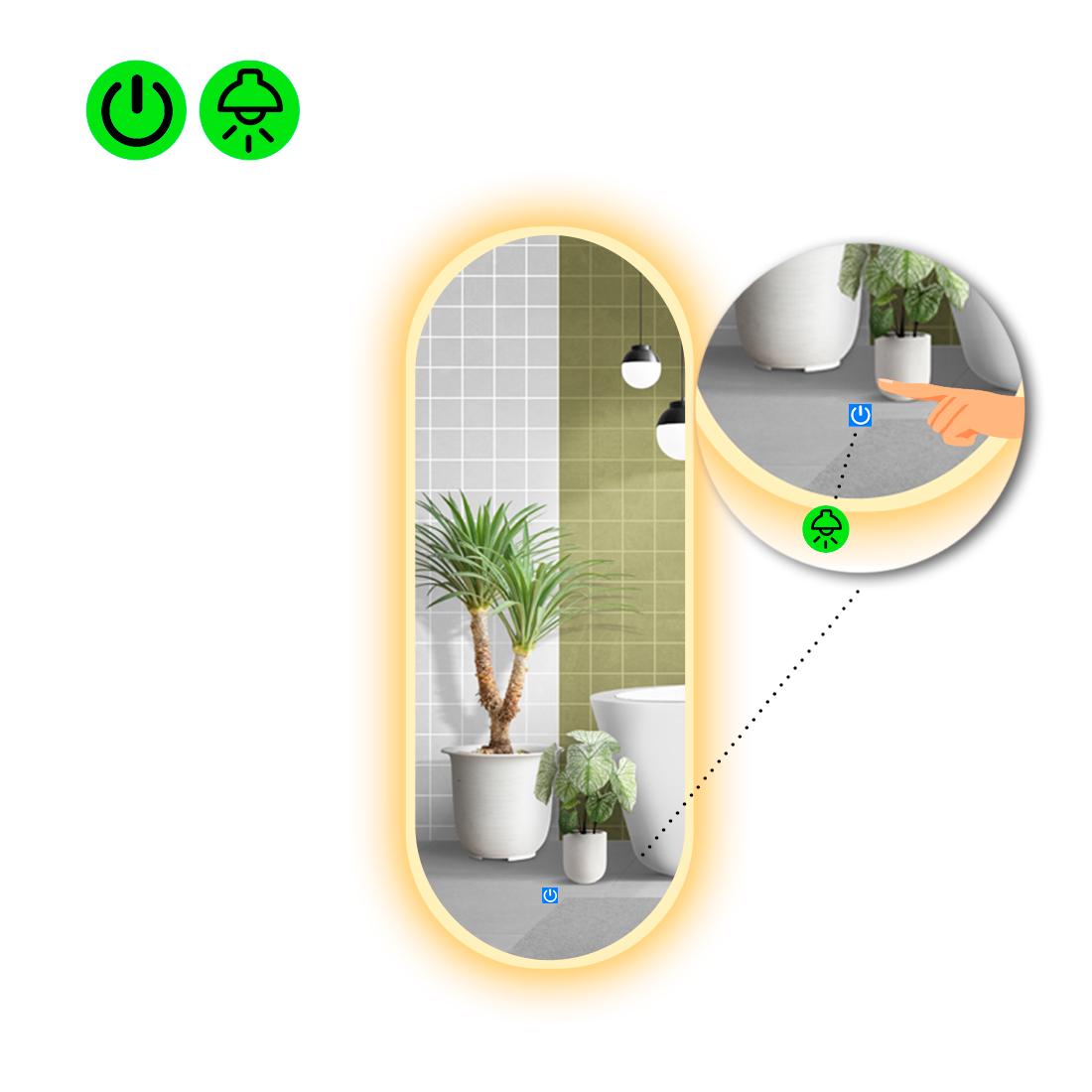 Зеркало с LED подсветкой Portale 3 с сенсорной кнопкой управления 140x55 см