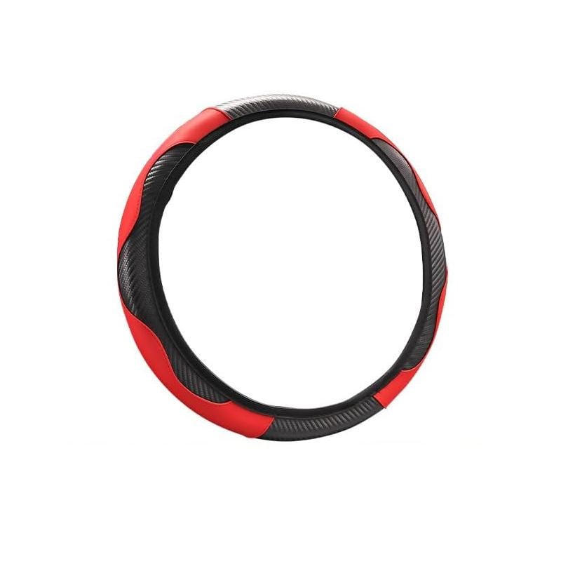 Чохол на кермо з екошкіри на основі вуглецевого волокна 37-38 см Червоний/Чорний (2537376227)