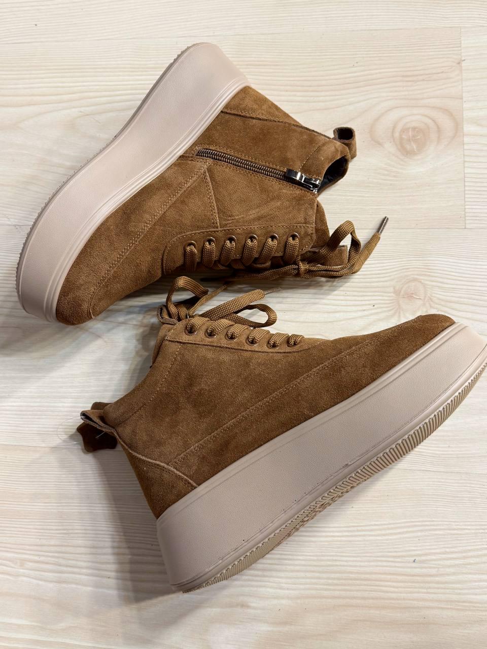 Ботинки женские Hengji 280-5 зимние на меху замшевые р. 36 Коричневый/Бежевый (5244) - фото 7