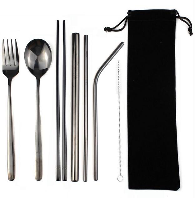 Набор столовых приборов из нержавеющей стали ложка/вилка/палочки/трубочки/щеточка (1850438275) Набор столовых приборов из нержавеющей стали ложка/вилка/палочки/трубочки/щеточка (1850438275)