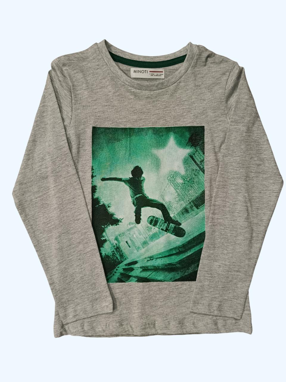 Лонгслів дитячий для хлопчика Minoti 128 см Сірий (0229A) Лонгслів дитячий для хлопчика Minoti 128 см Сірий (0229A)