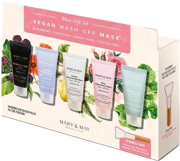 Подарочный набор глиняных мини-масок Mary&May Vegan Wash off Mask mini Gift Set 5 шт. по 30 г - фото 1