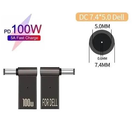 Адаптер питания для зарядки ноутбука от повербанка Dell USB Type-C 100W DC 7,4х5,0х0,6 - фото 2