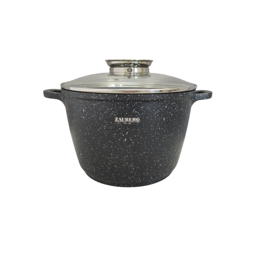 Кастрюля алюминиевая мрамор со стеклянной крышкой 6,2 л (31105558)