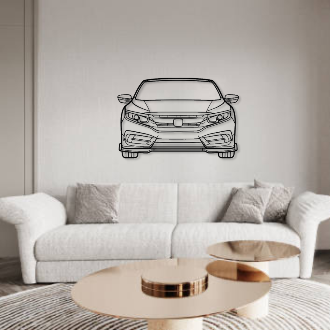 Декор на стену авто Honda Civic 2016 из металла 120 см (auto355)