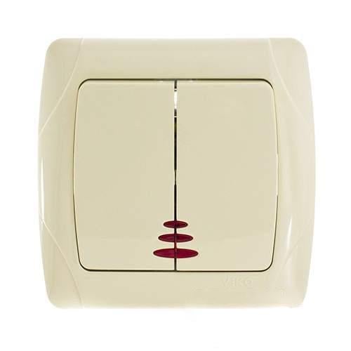 Выключатель двухклавишный Viko Carmen с подсветкой Кремовый (27548746)