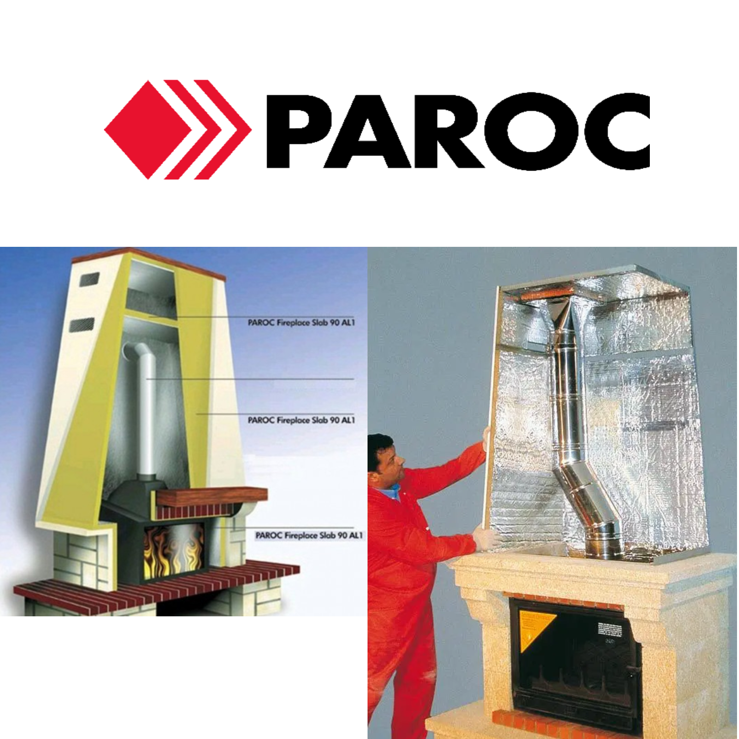 Базальтовый утеплитель с фольгированным покрытием для камина Paroc Fireplace Slab 25х600х1000 мм 7,2 м.кв. - фото 2