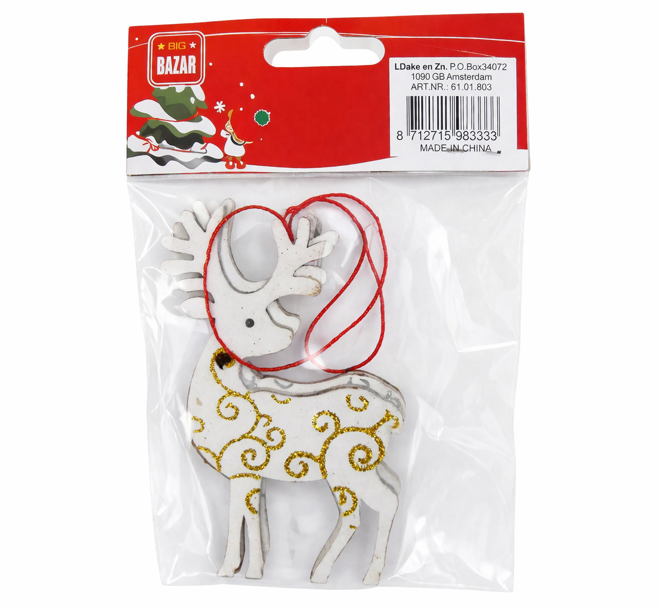 Набор игрушек на деревянную елку 2 шт. 57x100 мм Белый (983333/5)