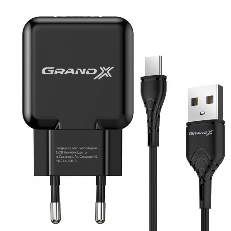 Зарядное устройство для Grand-X Black 1xUSB 2.1 A