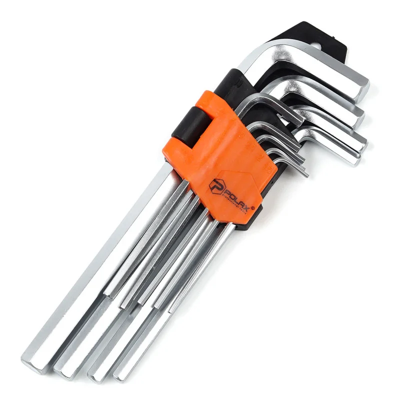 Набір шестигранних Г-подібних подовжених ключів Polax 9 пр. 1,5-10 мм Cr-V (25-006) Набір шестигранних Г-подібних подовжених ключів Polax 9 пр. 1,5-10 мм Cr-V (25-006)