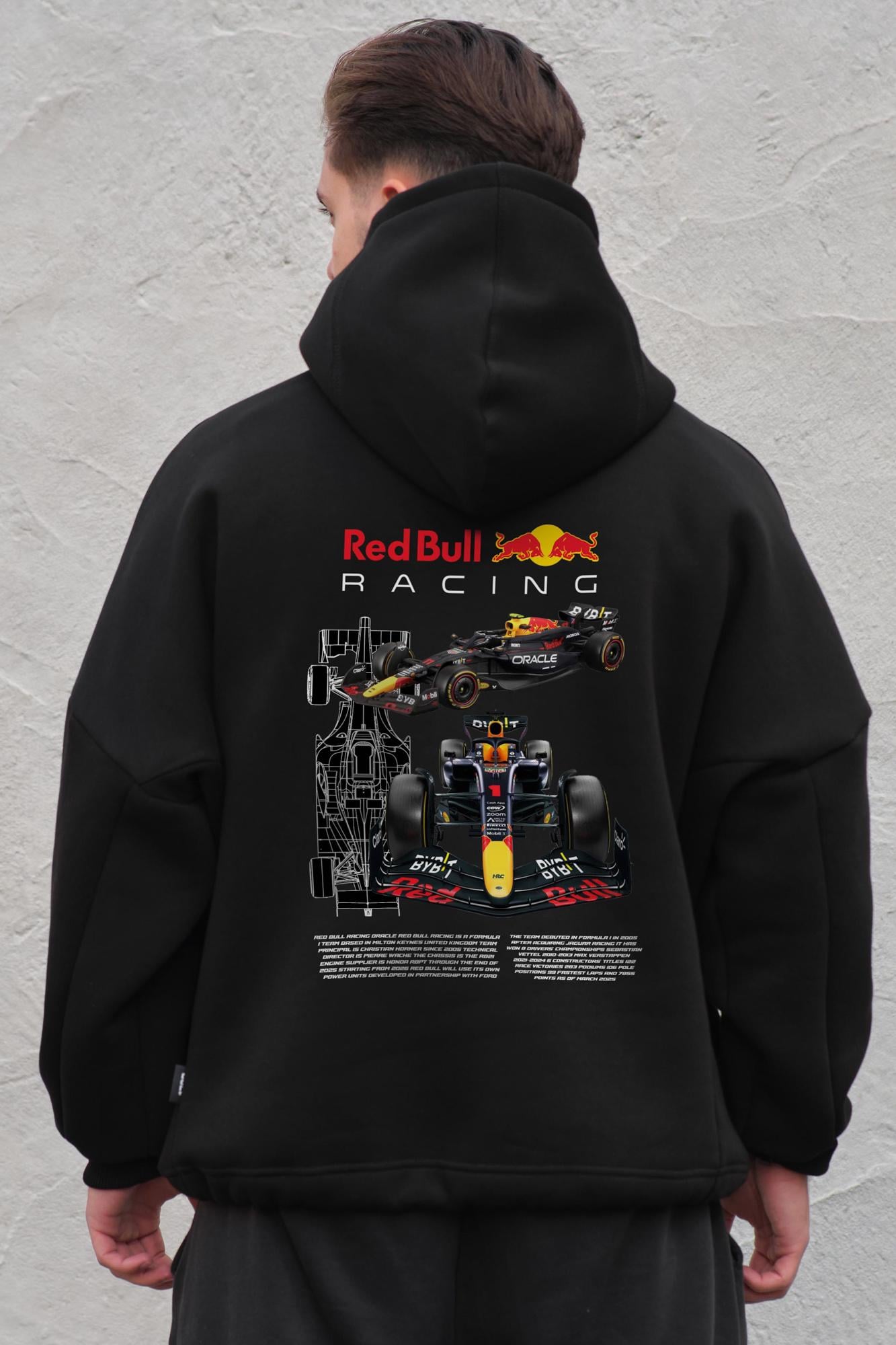 Худи на флисе Without с капюшоном и принтом Redbull оверсайз Black (8055542)