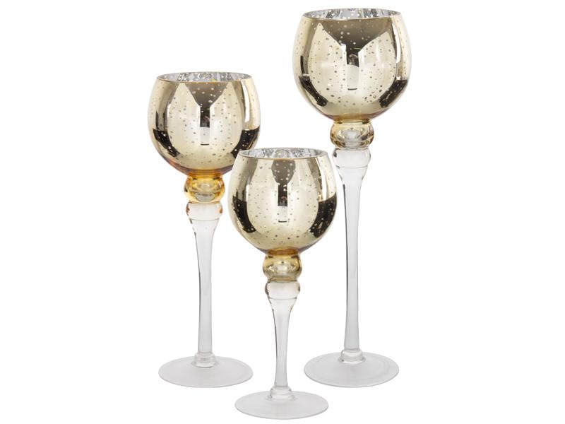 Набор подсвечников декоративных Золото стекло 40/35/30 см 3 шт.