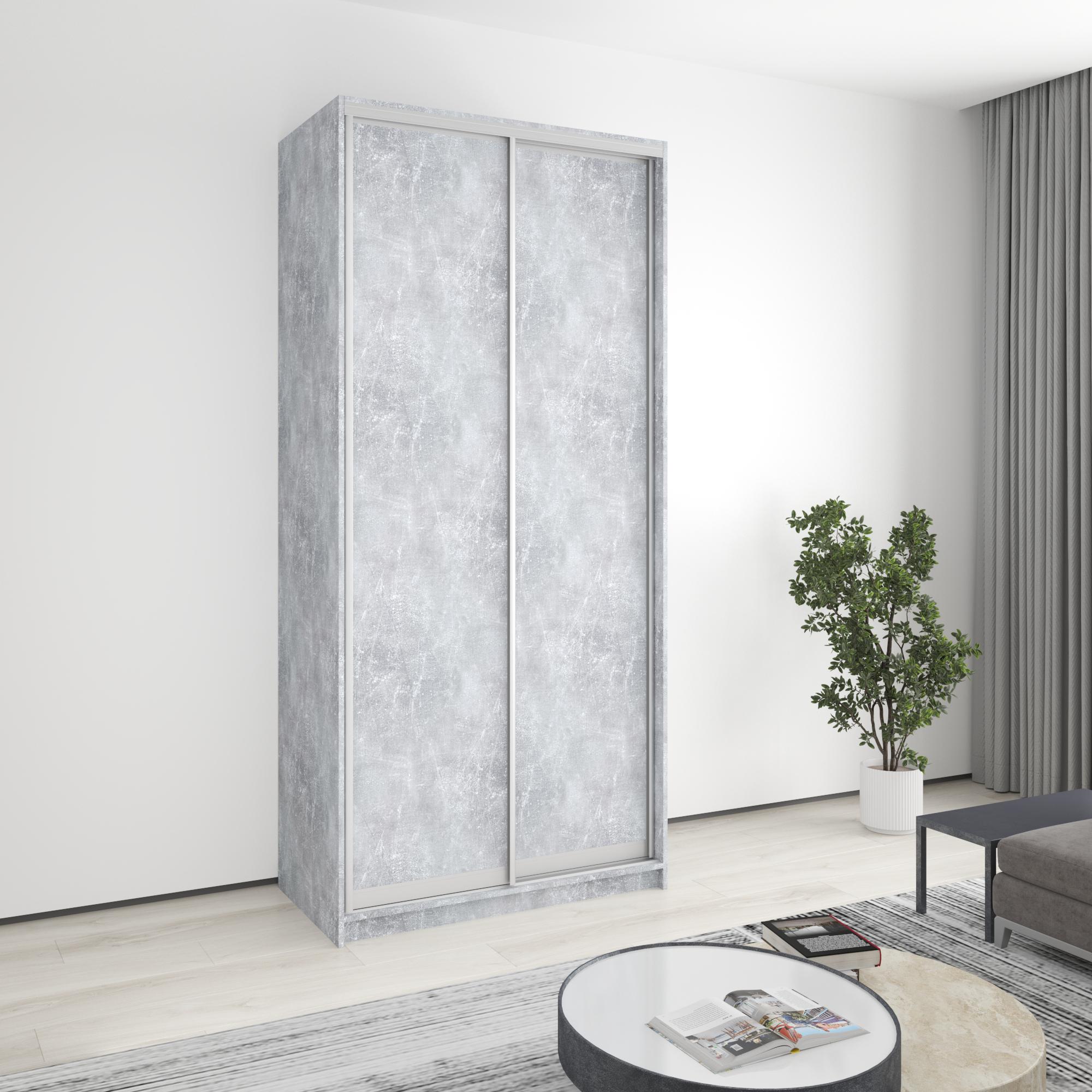 Шкаф-купе двухдверный MebelStar Стандарт AL 2 ДСП 110x45x240 см Бетон (MBS-3574)