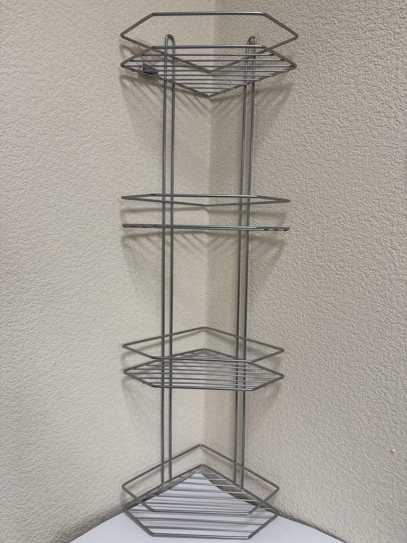 Полка угловая MOBILITY 4-х ярусная для ванной комнаты металлическая 80х19,5х19,5 см Металлик (26647770)