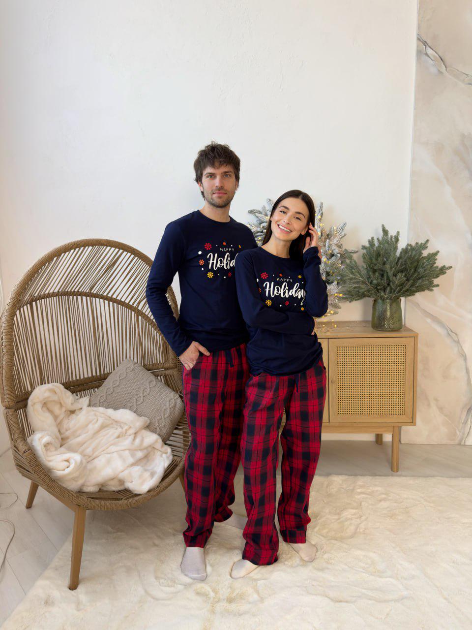 Пижамы парные мужская и женская Глен с начесом M (F220PF22PLW21)