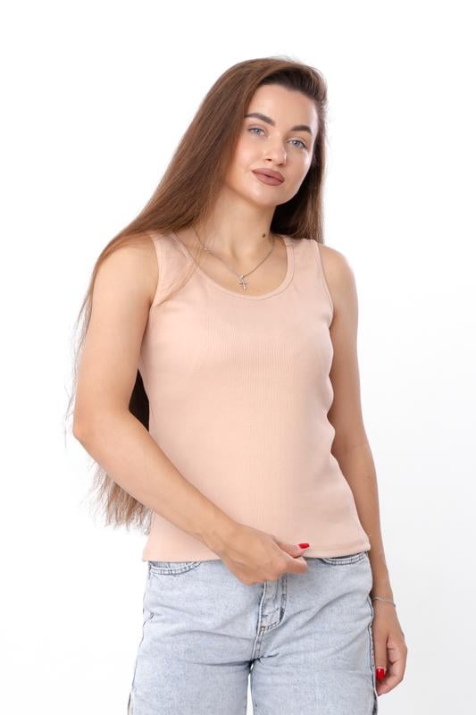 Майка жіноча однотонна приталеного крою Носи Своє р. 52 Бежевий (8187-019)
