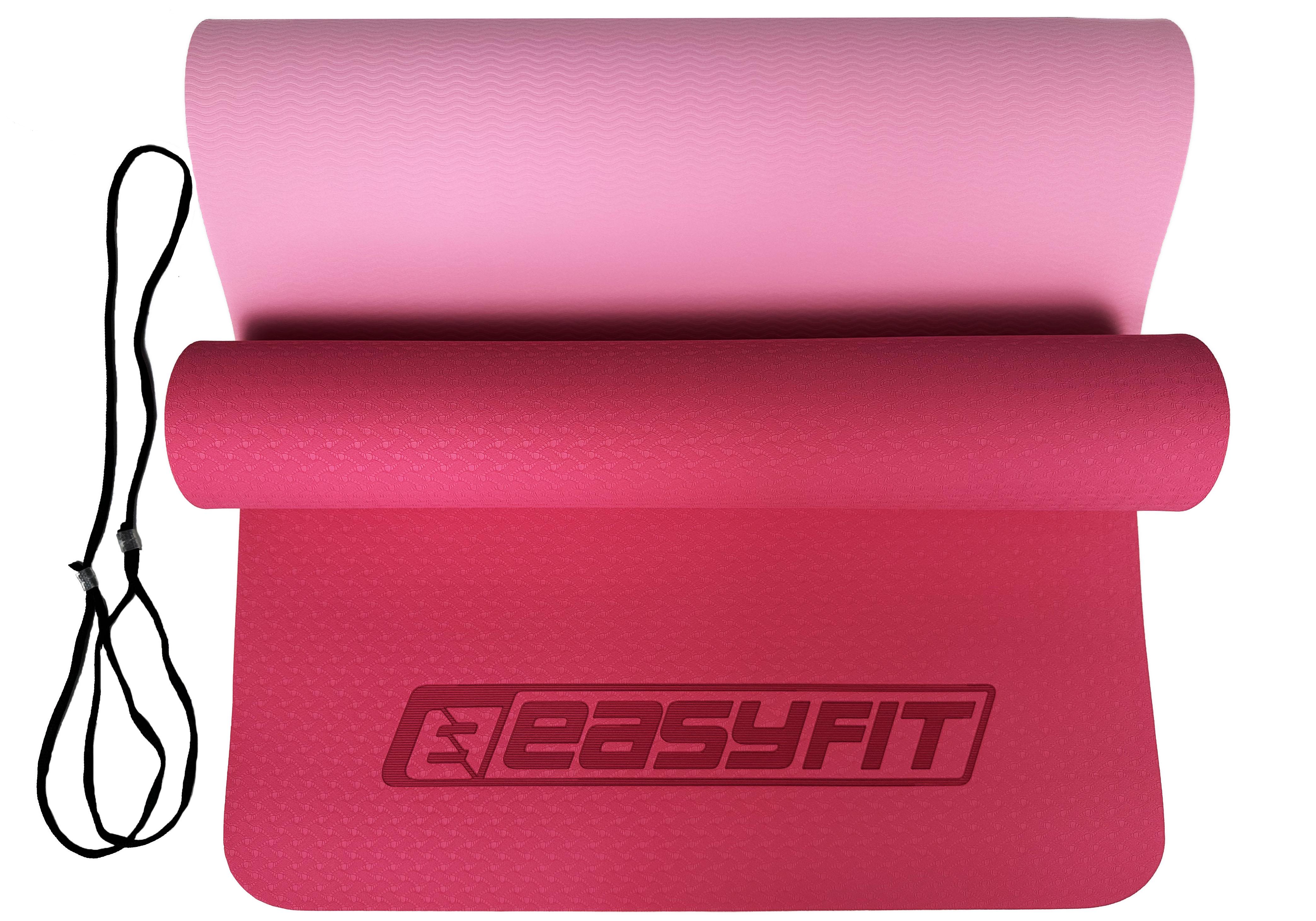 Килимок для йоги EasyFit TPE+TC двошаровий 183х61см Рожевий/Світло-рожевий (EF-TPE6PP) - фото 2